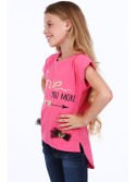 Girls\' blouse with hearts, amaranth NDZ8311 - Online store - Boutique